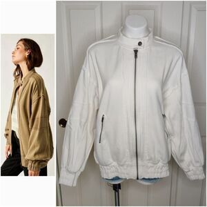 Free People We The Free Lou Oversize Fleece Moto Jacket sz XS